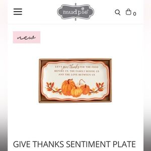 Mud Pie Give Thanks Sentiment Plate 
Item#42200198G